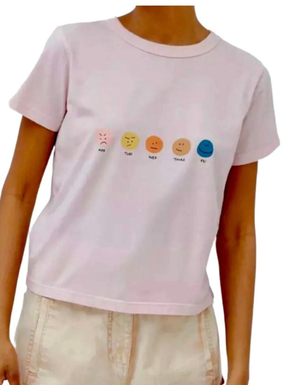 Cropped Emoji Tee, Pink